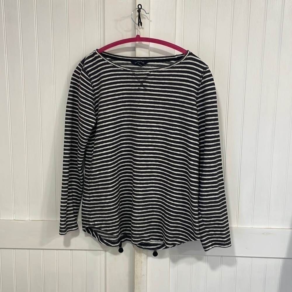 LANDS’END Black & white casual striped shirt size S (6-8)